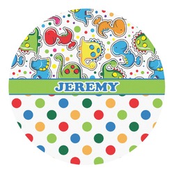 Dinosaur Print & Dots Round Decal - Small (Personalized)
