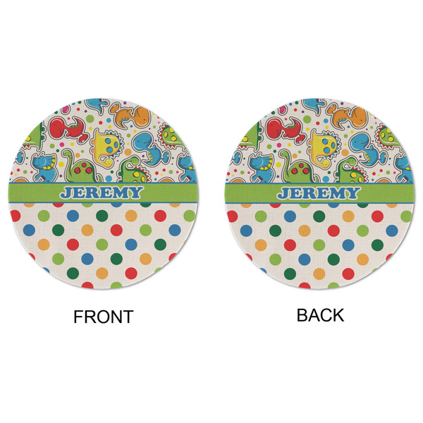 Dinosaur Print & Dots Round Linen Placemats - APPROVAL (double sided)
