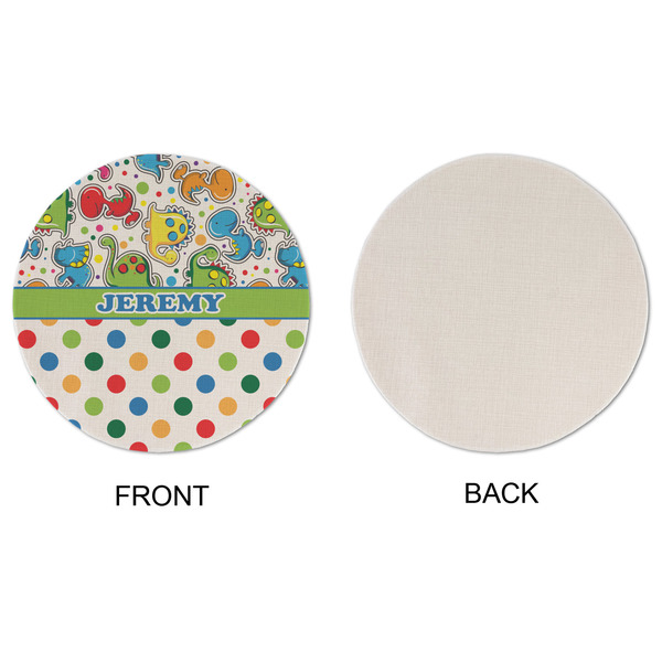 Dinosaur Print & Dots Round Linen Placemats - APPROVAL (single sided)