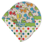 Dinosaur Print & Dots Round Linen Placemat - Double Sided - Set of 4 (Personalized)