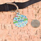 Dinosaur Print & Dots Round Pet ID Tag - Large - In Context