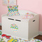 Dinosaur Print & Dots Round Wall Decal on Toy Chest
