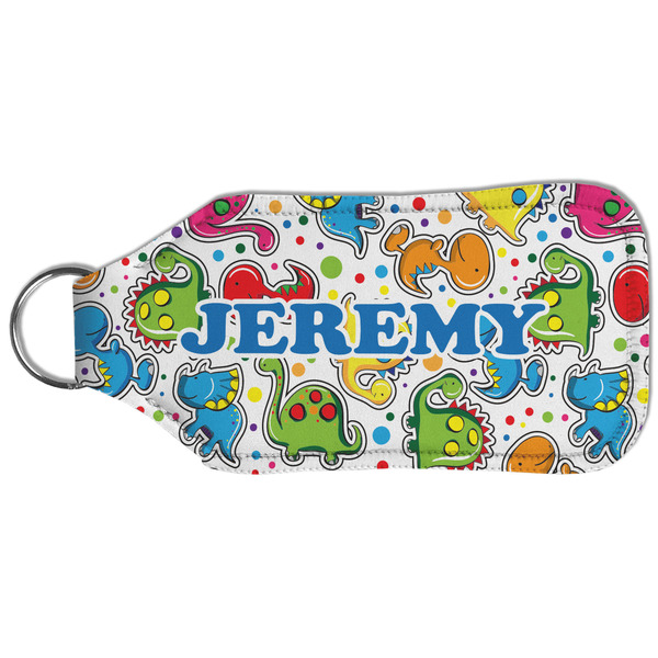 Dinosaur Print & Dots Sanitizer Holder Keychain - Large (Back)