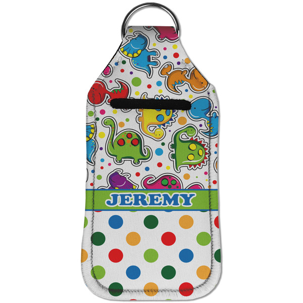 Dinosaur Print & Dots Sanitizer Holder Keychain - Large (Front)