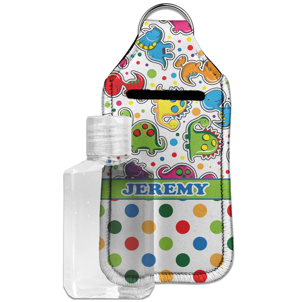 Custom Dinosaur Print & Dots Hand Sanitizer & Keychain Holder - Large (Personalized)
