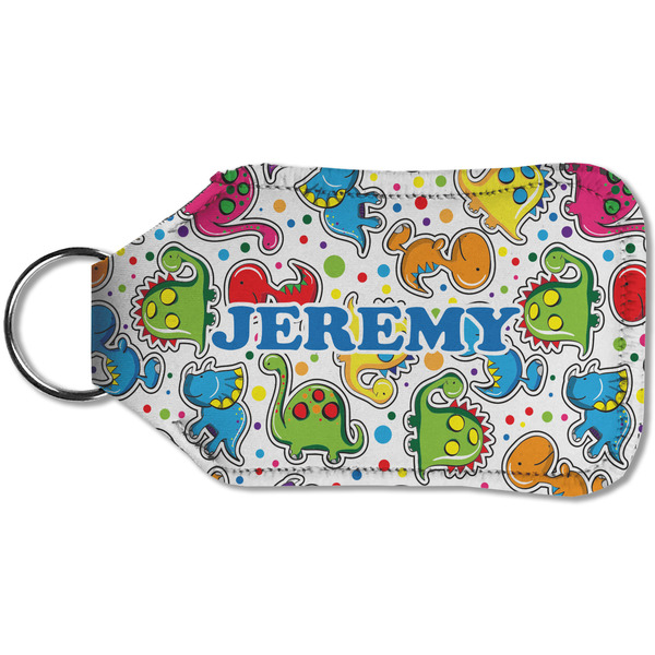 Dinosaur Print & Dots Sanitizer Holder Keychain - Small (Back)