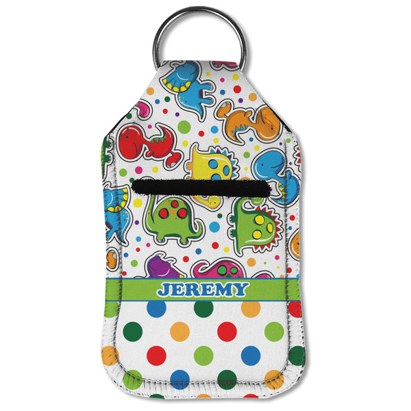 Dinosaur Print & Dots Sanitizer Holder Keychain - Small (Front Flat)