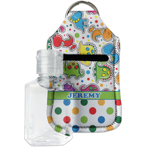 Custom Dinosaur Print & Dots Hand Sanitizer & Keychain Holder - Small (Personalized)