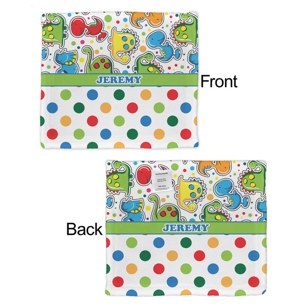 Dinosaur Print & Dots Security Blanket - Front & Back View