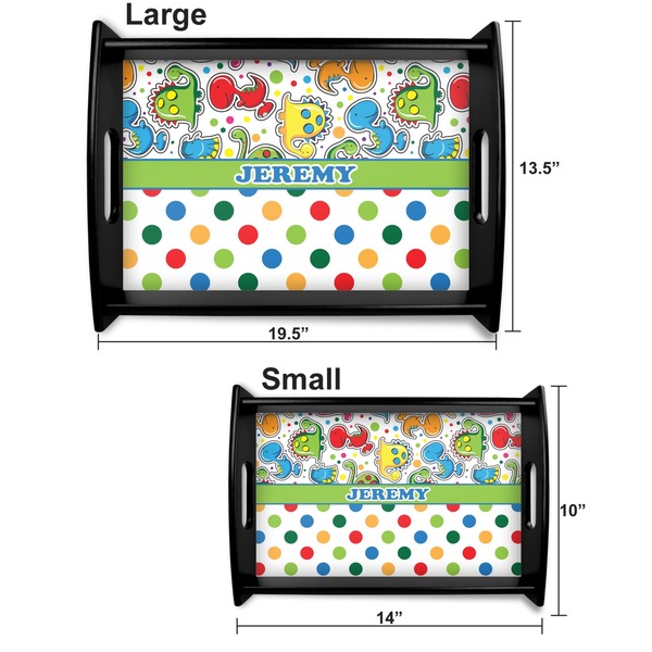 Dinosaur Print & Dots Serving Tray Black Sizes