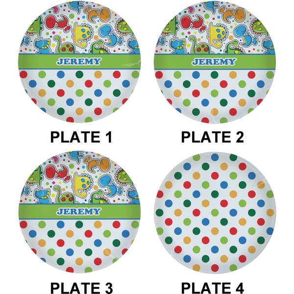 Dinosaur Print & Dots Set of Lunch / Dinner Plates (Approval)