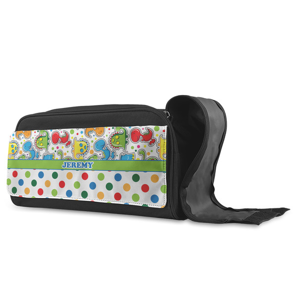 Dinosaur Print & Dots Shoe Bags - ANGLE (Open)