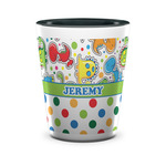 Dinosaur Print & Dots Ceramic Shot Glass - 1.5 oz - Two Tone - Set of 4 (Personalized)