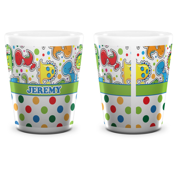 Dinosaur Print & Dots Shot Glass - White - APPROVAL