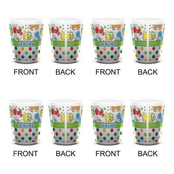Dinosaur Print & Dots Shot Glass - White - Set of 4 - APPROVAL
