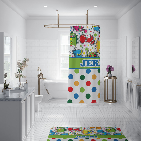 Dinosaur Print & Dots Shower Curtain - 70"x83"