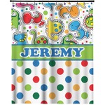 Dinosaur Print & Dots Extra Long Shower Curtain - 70"x84" (Personalized)