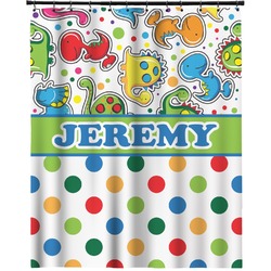 Dinosaur Print & Dots Extra Long Shower Curtain - 70"x84" (Personalized)