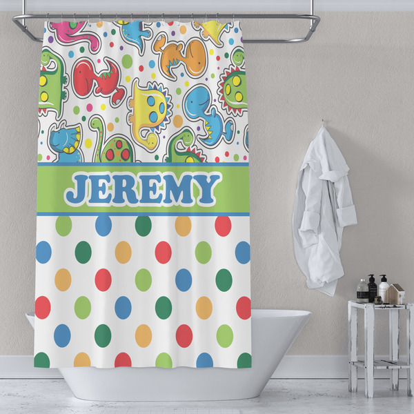 Dinosaur Print & Dots Shower Curtain Lifestyle