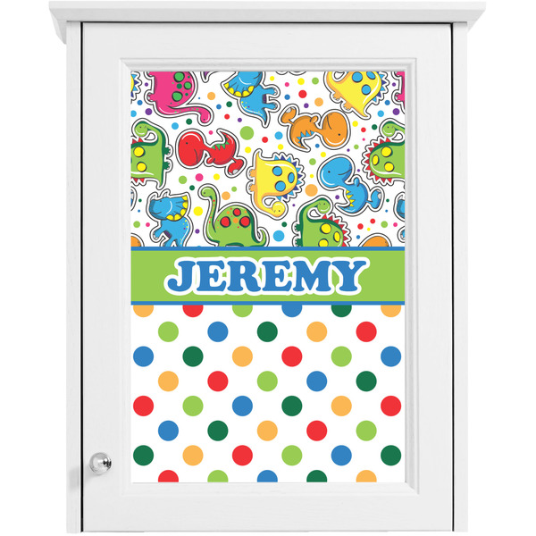 Dinosaur Print & Dots Single White Cabinet Decal