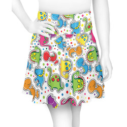 Dinosaur Print & Dots Skater Skirt - Large (Personalized)