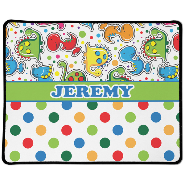Custom Dinosaur Print & Dots Large Gaming Mouse Pad - 12.5" x 10" (Personalized)