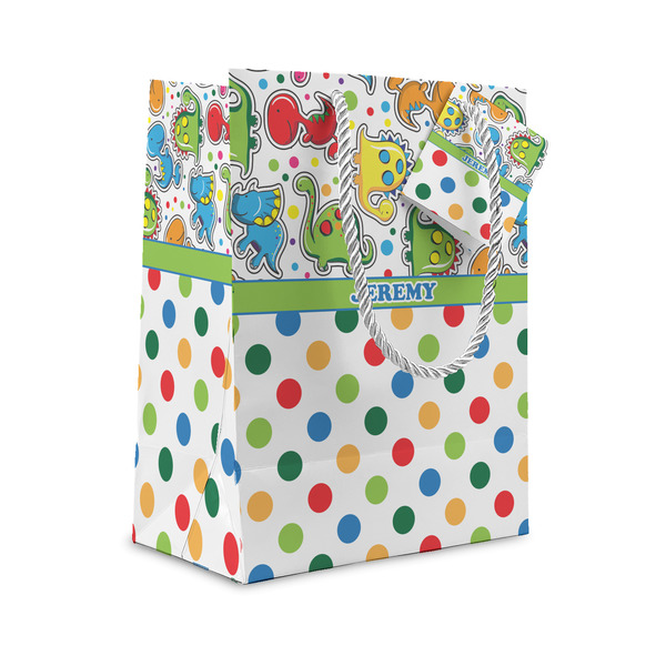 Custom Dinosaur Print & Dots Gift Bag (Personalized)