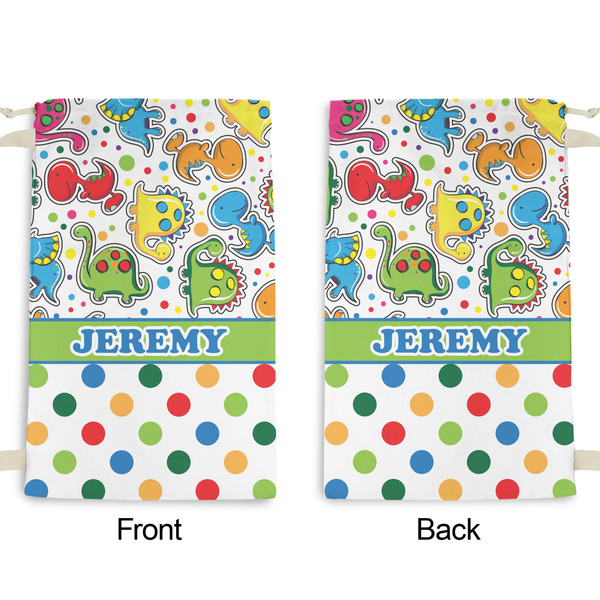 Dinosaur Print & Dots Small Laundry Bag - Front & Back View