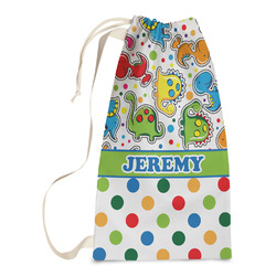 Dinosaur Print & Dots Laundry Bags - Small (Personalized)