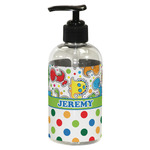 Dinosaur Print & Dots Plastic Soap / Lotion Dispenser (8 oz - Small - Black) (Personalized)
