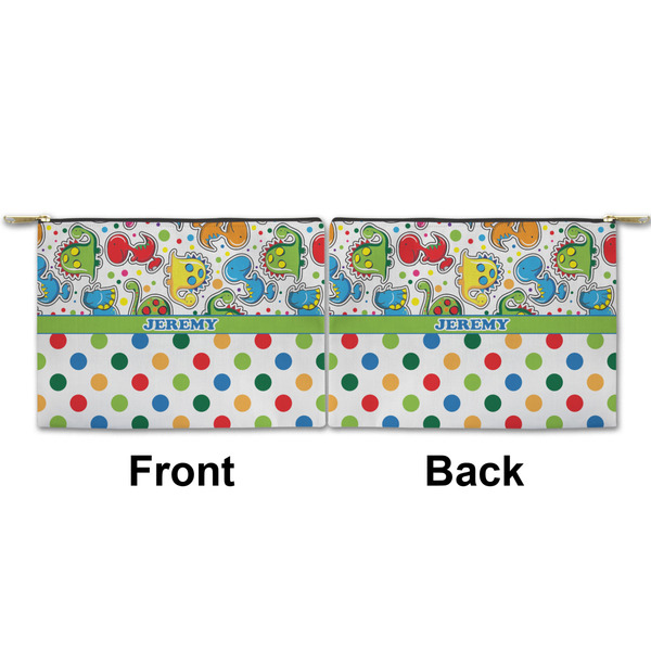 Dinosaur Print & Dots Small Zipper Pouch Approval (Front and Back)