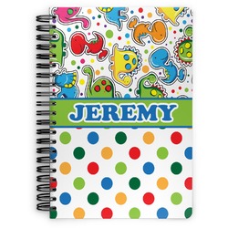Dinosaur Print & Dots Spiral Notebook - 7x10 w/ Name or Text