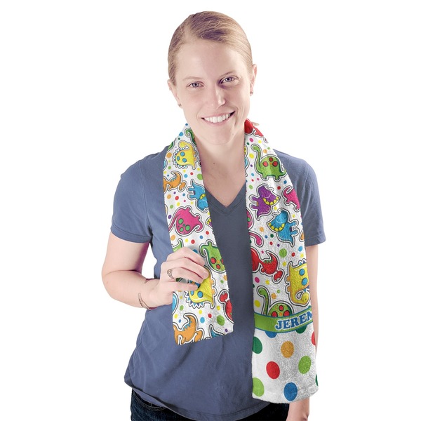 Dinosaur Print & Dots Sport Towel - Exercise use - Model