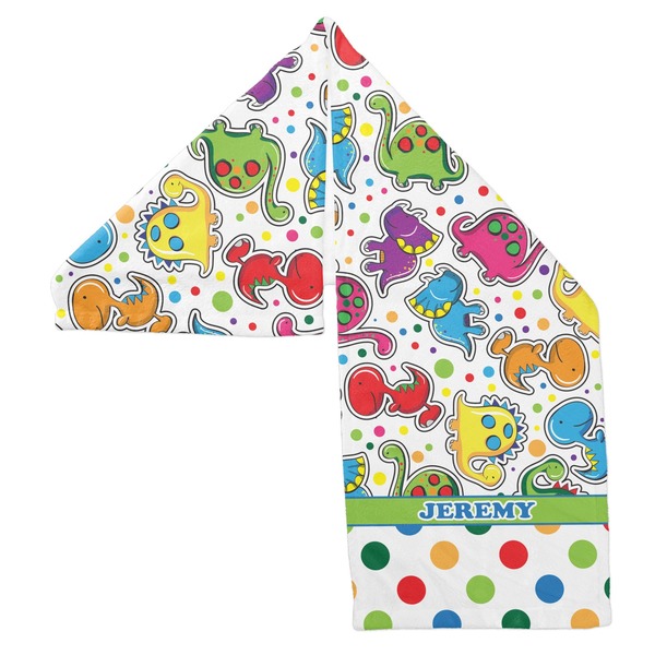 Dinosaur Print & Dots Sports Towel Folded - Both Sides Showing