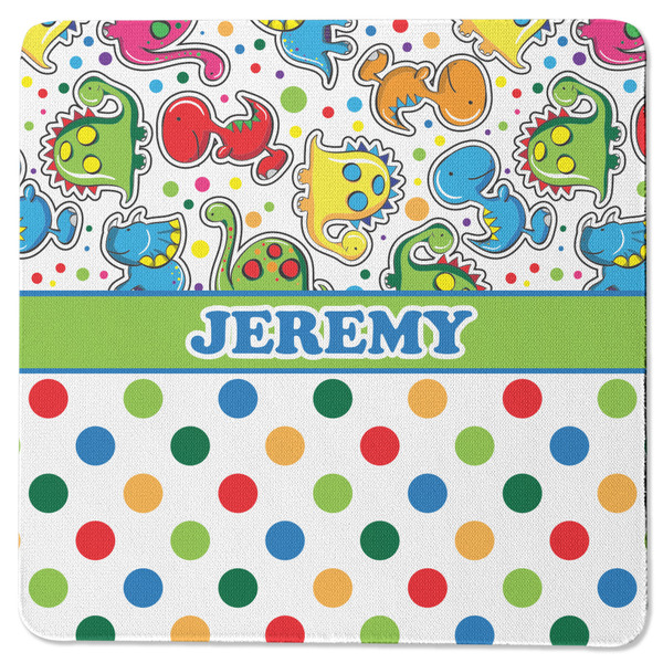 Dinosaur Print & Dots Square Coaster Rubber Back - Single