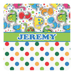 Dinosaur Print & Dots Square Decal - Small (Personalized)