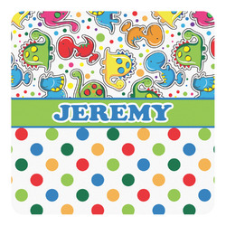 Dinosaur Print & Dots Square Decal (Personalized)