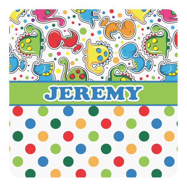 Custom Dinosaur Print & Dots Square Decal (Personalized)