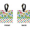 Dinosaur Print & Dots Square Luggage Tag (Front + Back)