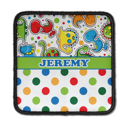 Dinosaur Print & Dots Iron On Square Patch w/ Name or Text