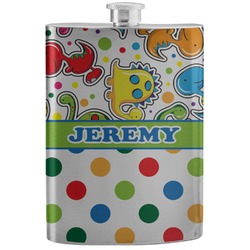 Dinosaur Print & Dots Stainless Steel Flask (Personalized)