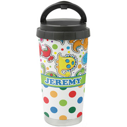 Dinosaur Print & Dots Stainless Steel Coffee Tumbler (Personalized)