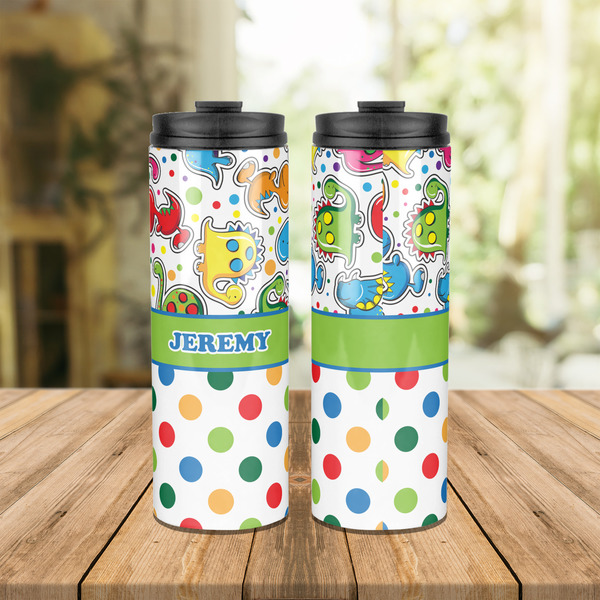 Dinosaur Print & Dots Stainless Steel Tumbler - Lifestyle