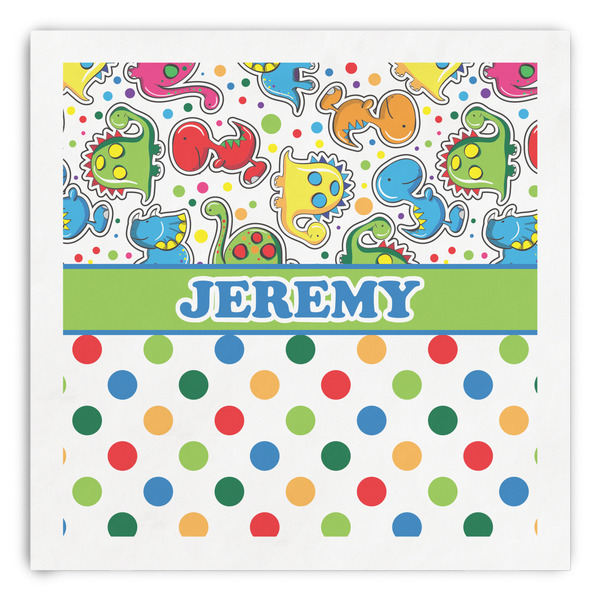 Custom Dinosaur Print & Dots Paper Dinner Napkins (Personalized)