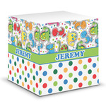 Dinosaur Print & Dots Sticky Note Cube (Personalized)