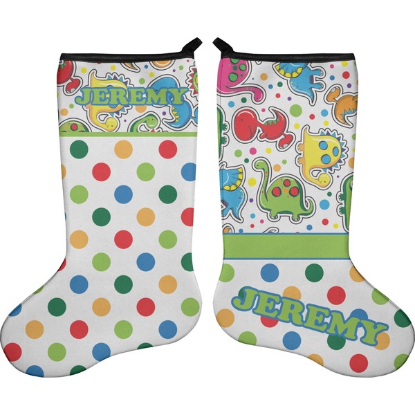 Dinosaur Print & Dots Stocking - Double-Sided - Approval