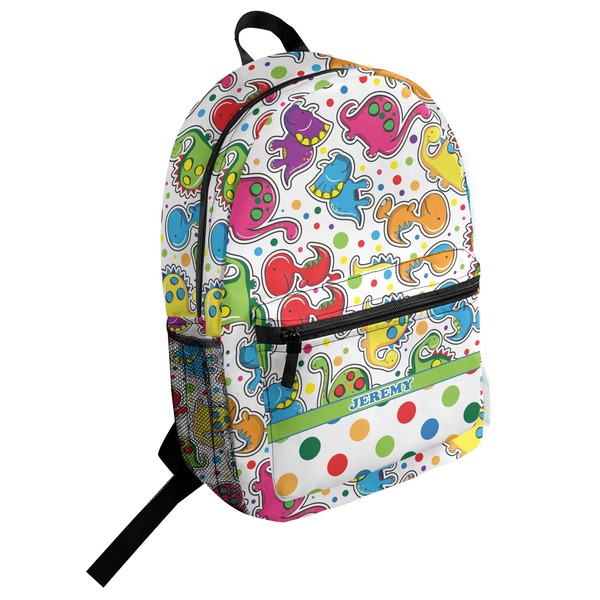 Custom Dinosaur Print & Dots Student Backpack (Personalized)