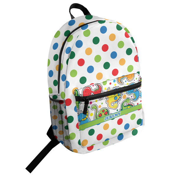 Custom Dinosaur Print & Dots Student Backpack (Personalized)