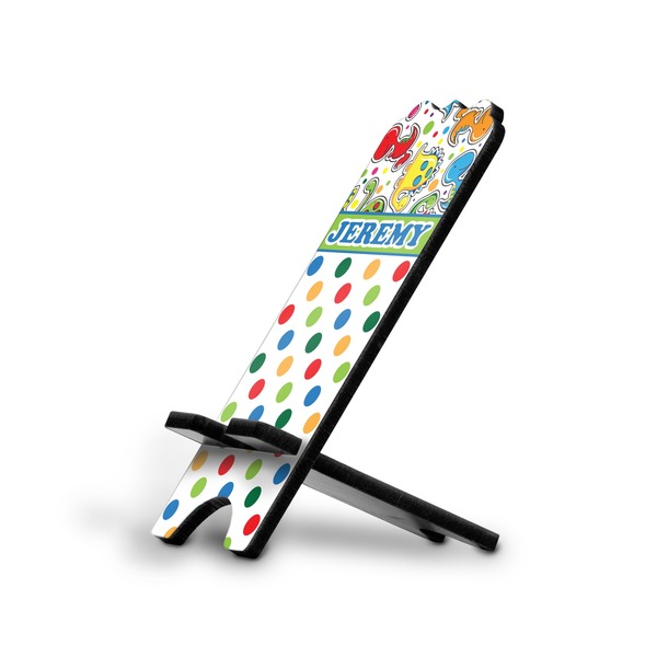 Custom Dinosaur Print & Dots Stylized Cell Phone Stand - Large (Personalized)