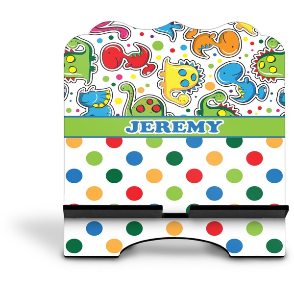 Dinosaur Print & Dots Stylized Tablet Stand - Front without iPad